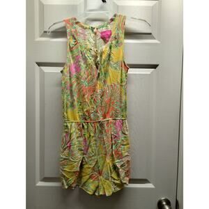 Lilly Pulitzer for Target Size Small Yellow Tropical Keyhole Back Romper *FLAW*